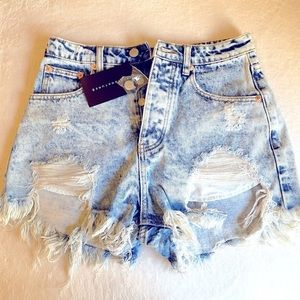 Windsor Jean Shorts Denim Distressed Button Fly High Waist NEW With Tags Size S